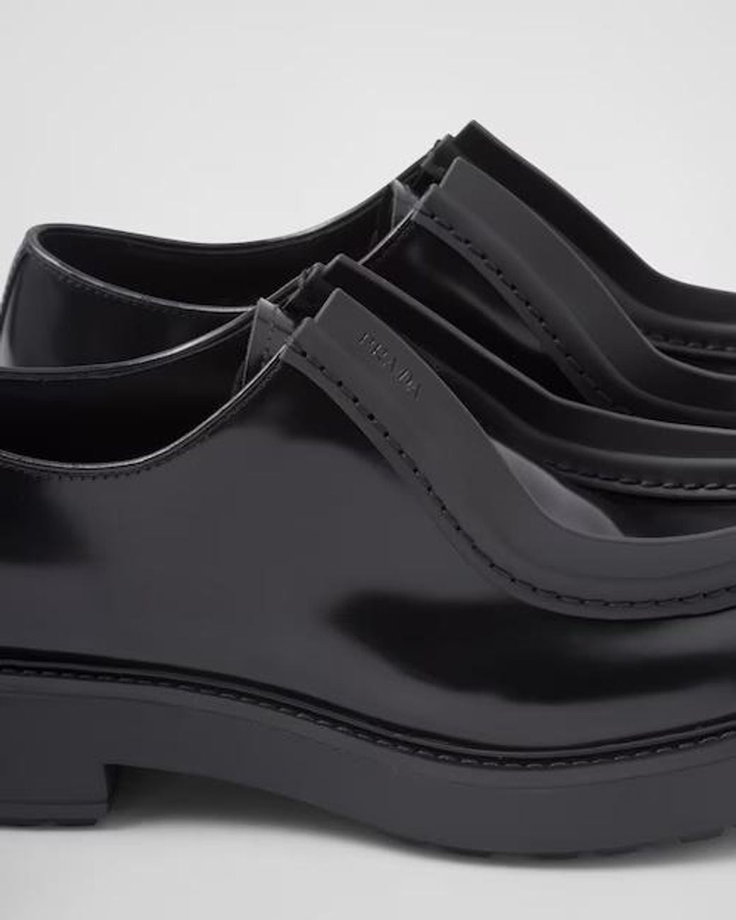 Prada Black Opaque Brushed Leather Lace-Up Shoes for men
