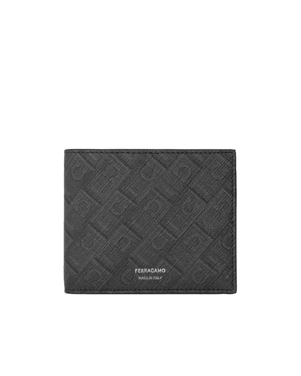 Ferragamo Gray Embossed Bifold Wallet for men