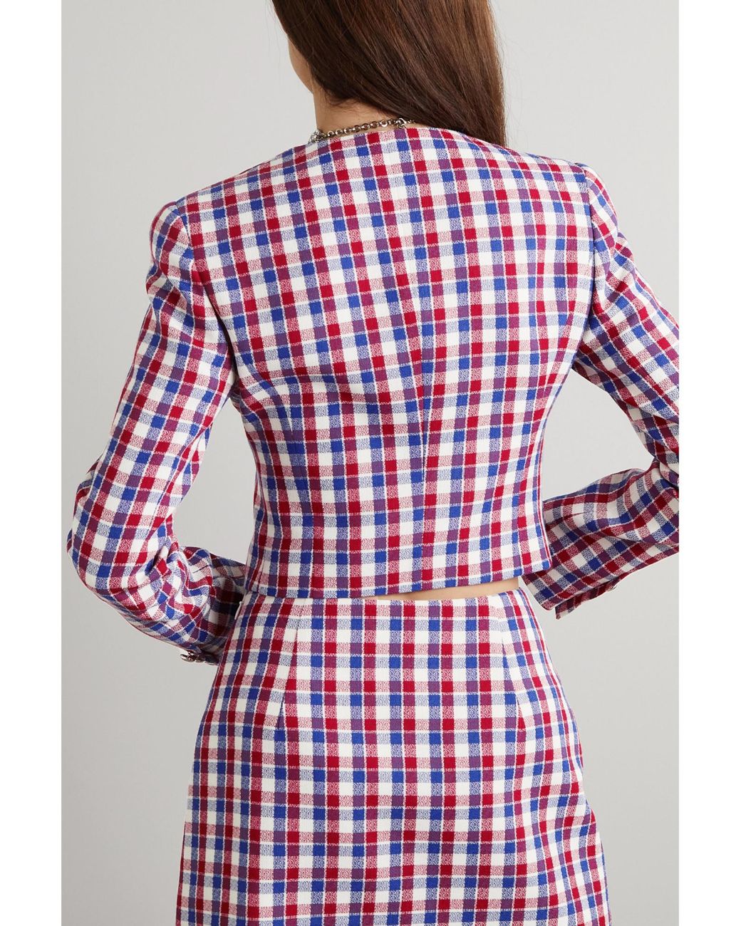 Alessandra Rich Red Plaid Cropped Jacket