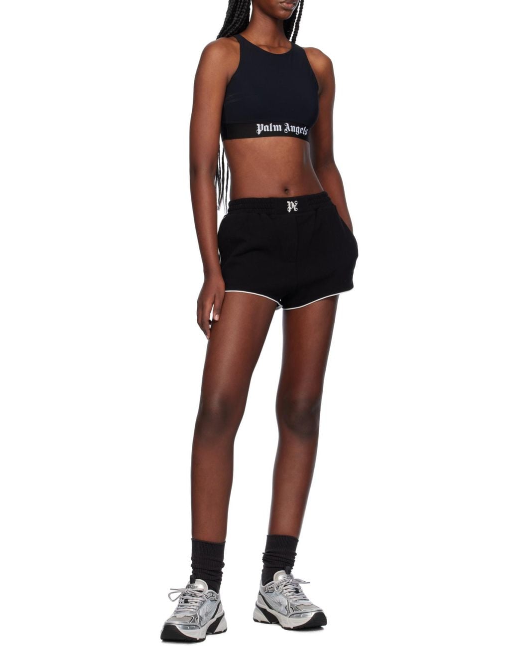 Palm Angels Black Solid Color Tank Top