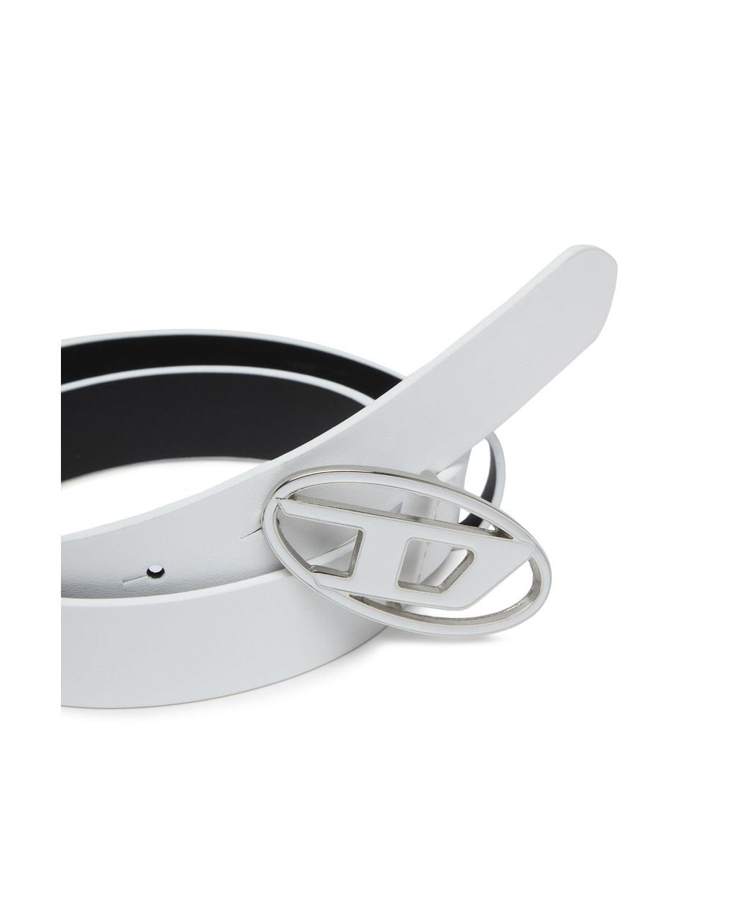 DIESEL White B-1Dr 25 Logo Buckled Belt