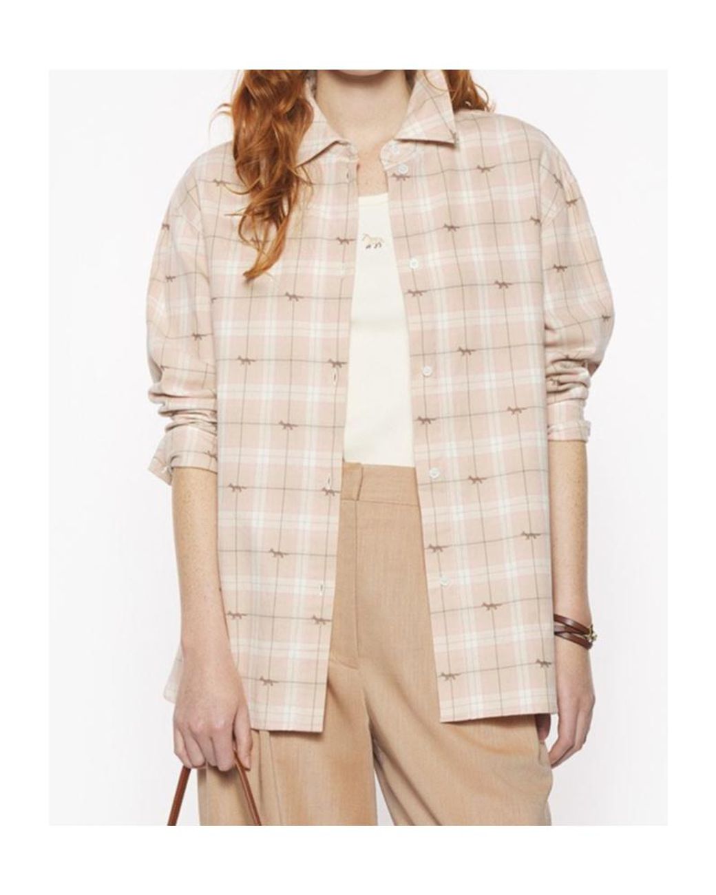 Maison Kitsuné Natural Maison Kitsuné Light Checked Overshirt