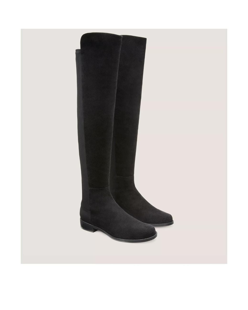 Stuart Weitzman Black Logo Knee-High Boots