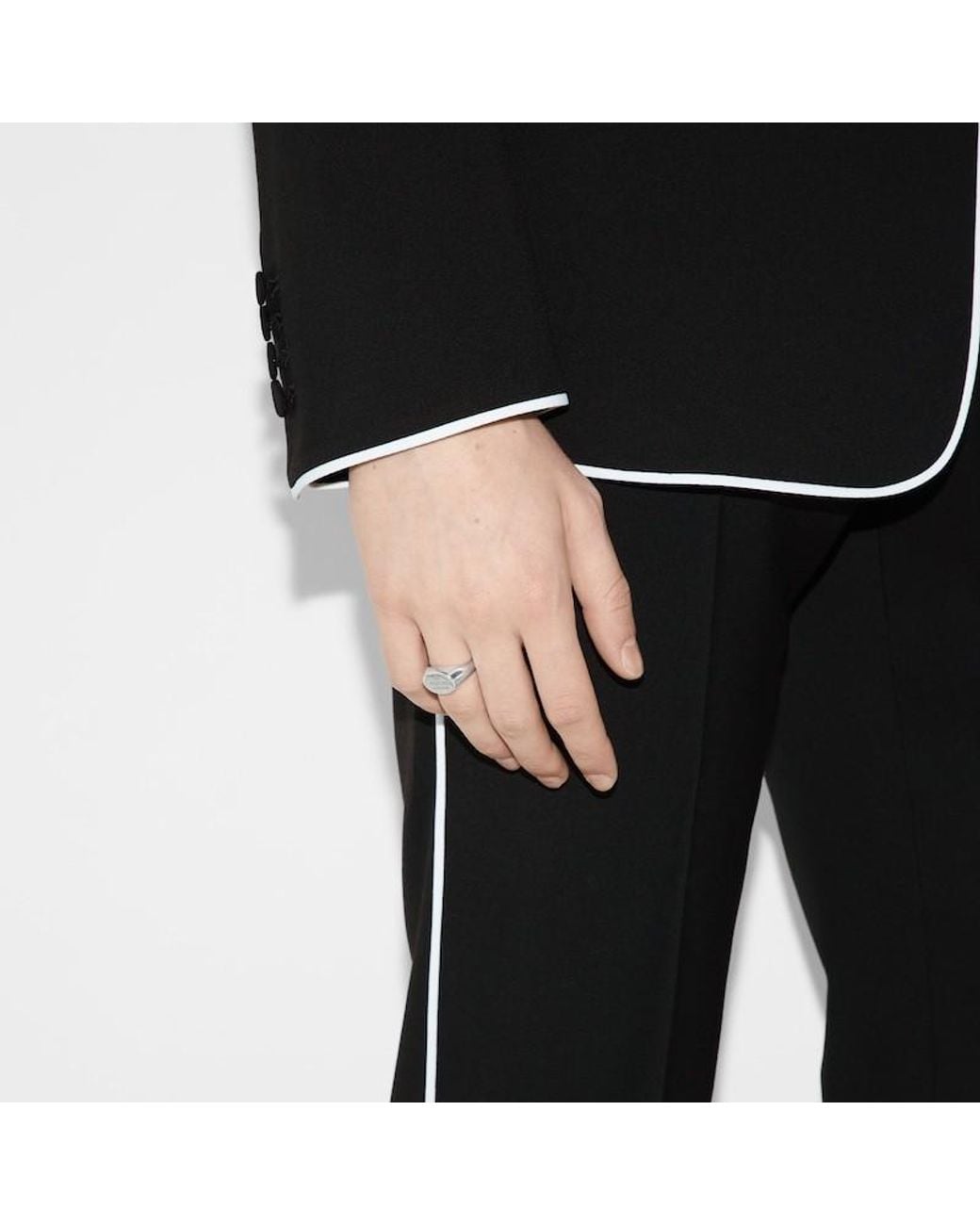 Gucci White Trademark Oval Ring for men