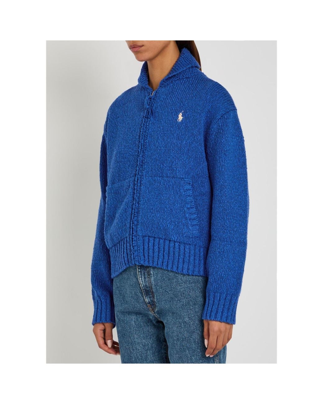 Polo Ralph Lauren Blue Cotton Cable Knit Cardigan