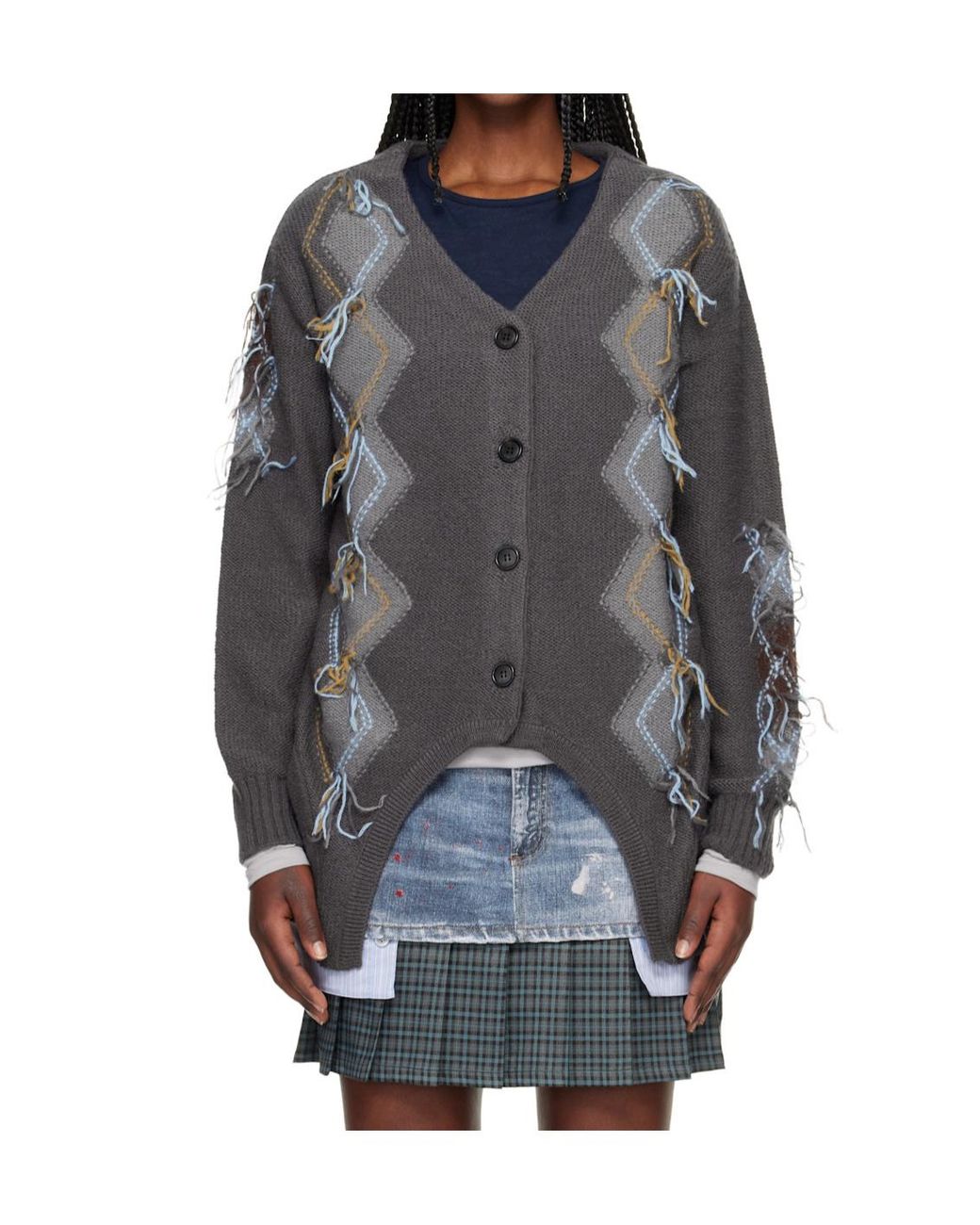 ANDERSSON BELL Gray Diamond Pattern Cardigan