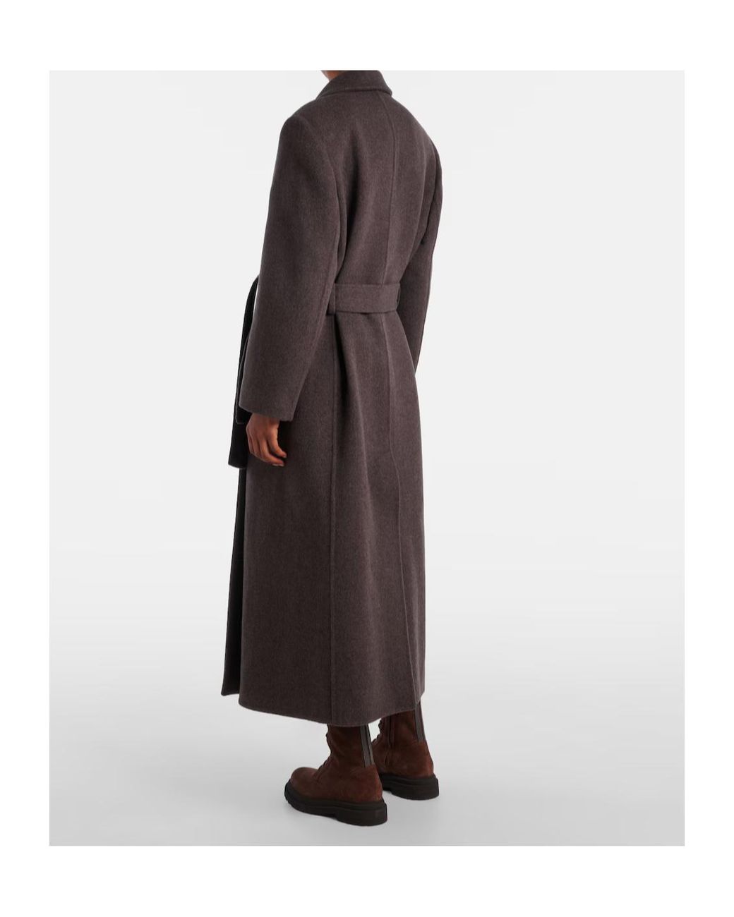 Brunello Cucinelli Brown Wool And Cashmere Wrap Coat