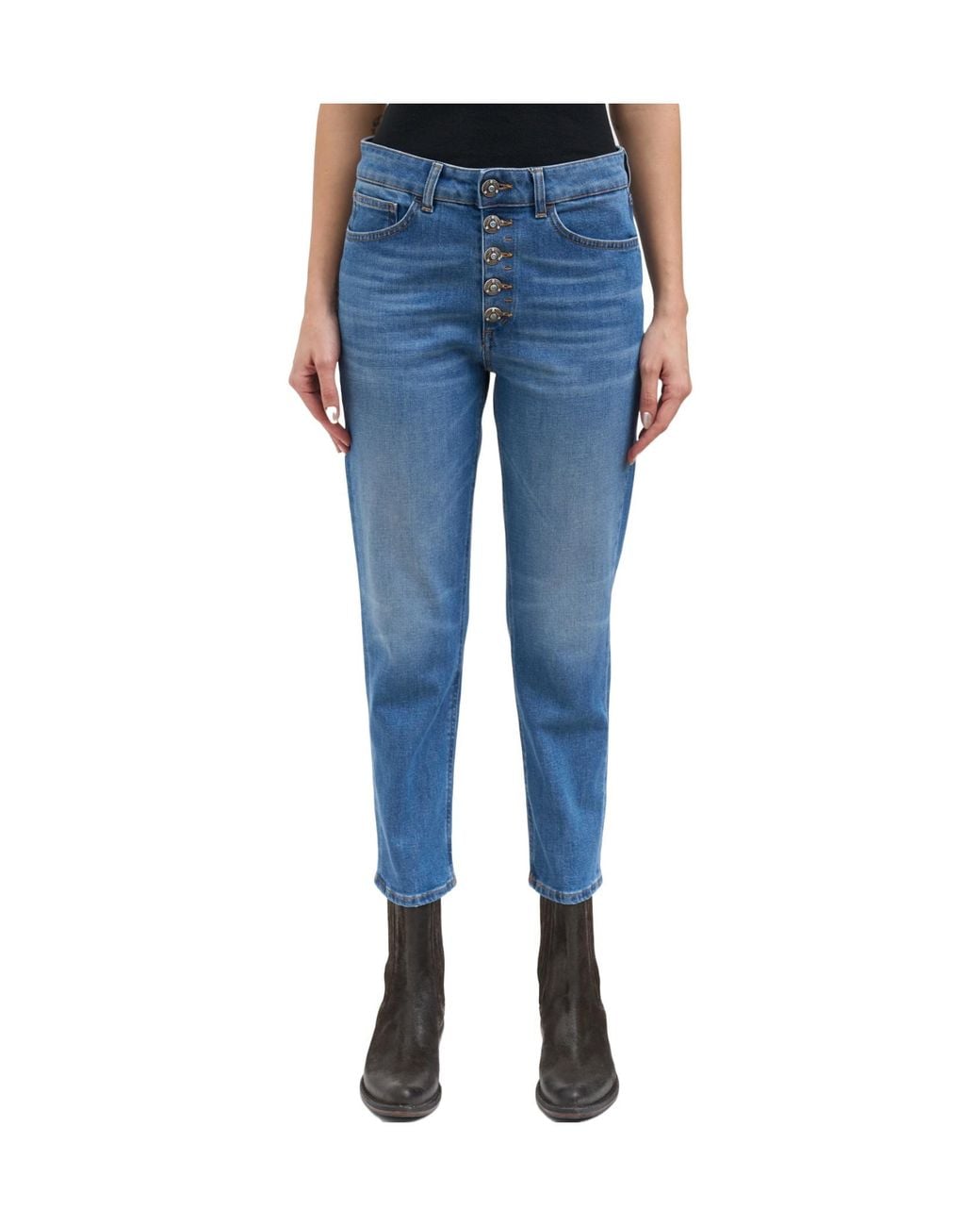 Dondup Blue Single-Breasted Denim Trousers