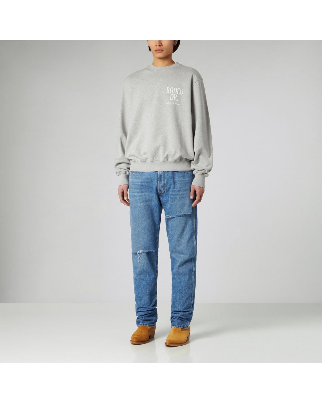 1989 STUDIO Blue Distressed Straight-Leg Jeans for men