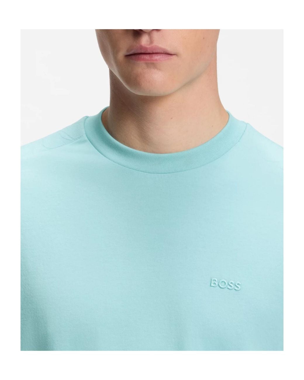 Boss Blue Stretch-Cotton T-Shirt With Jacquard Tape for men
