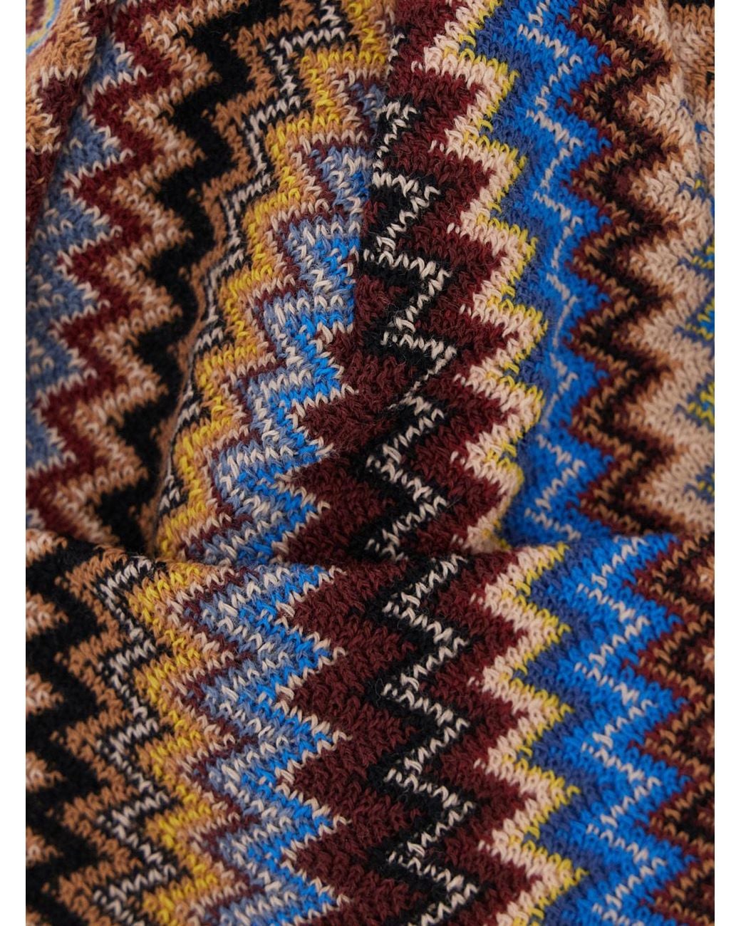 Missoni Blue Zigzag Knitted Beanie for men