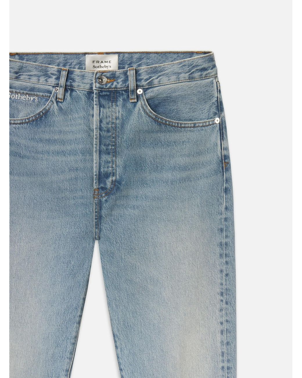 FRAME Blue High Waist Straight Jeans