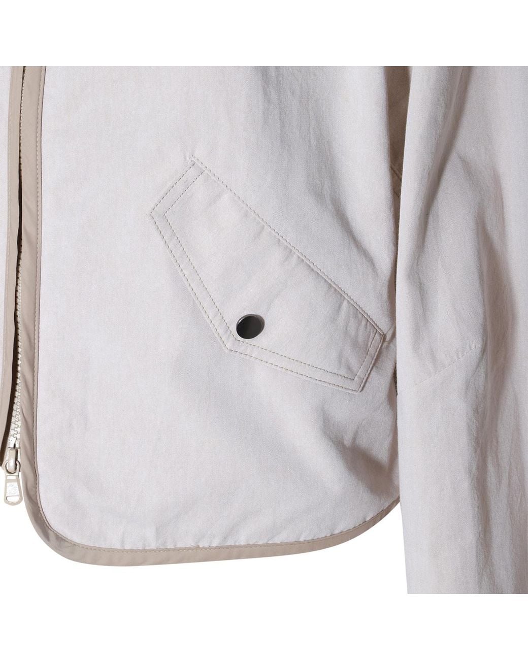 Brunello Cucinelli White Zip-Up Hooded Drawstring Jacket