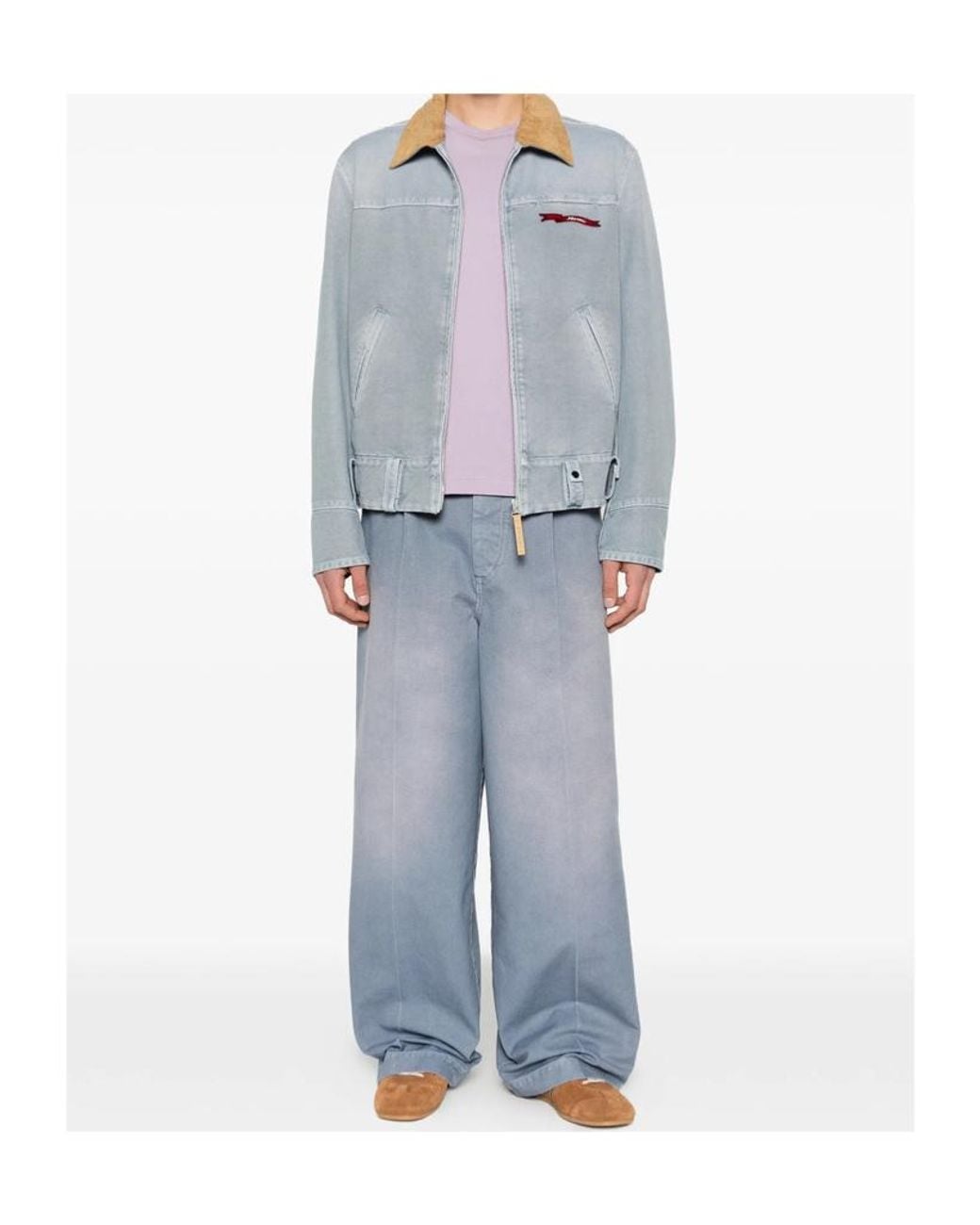 Marni Blue Pleated Wide Leg Trousers for men