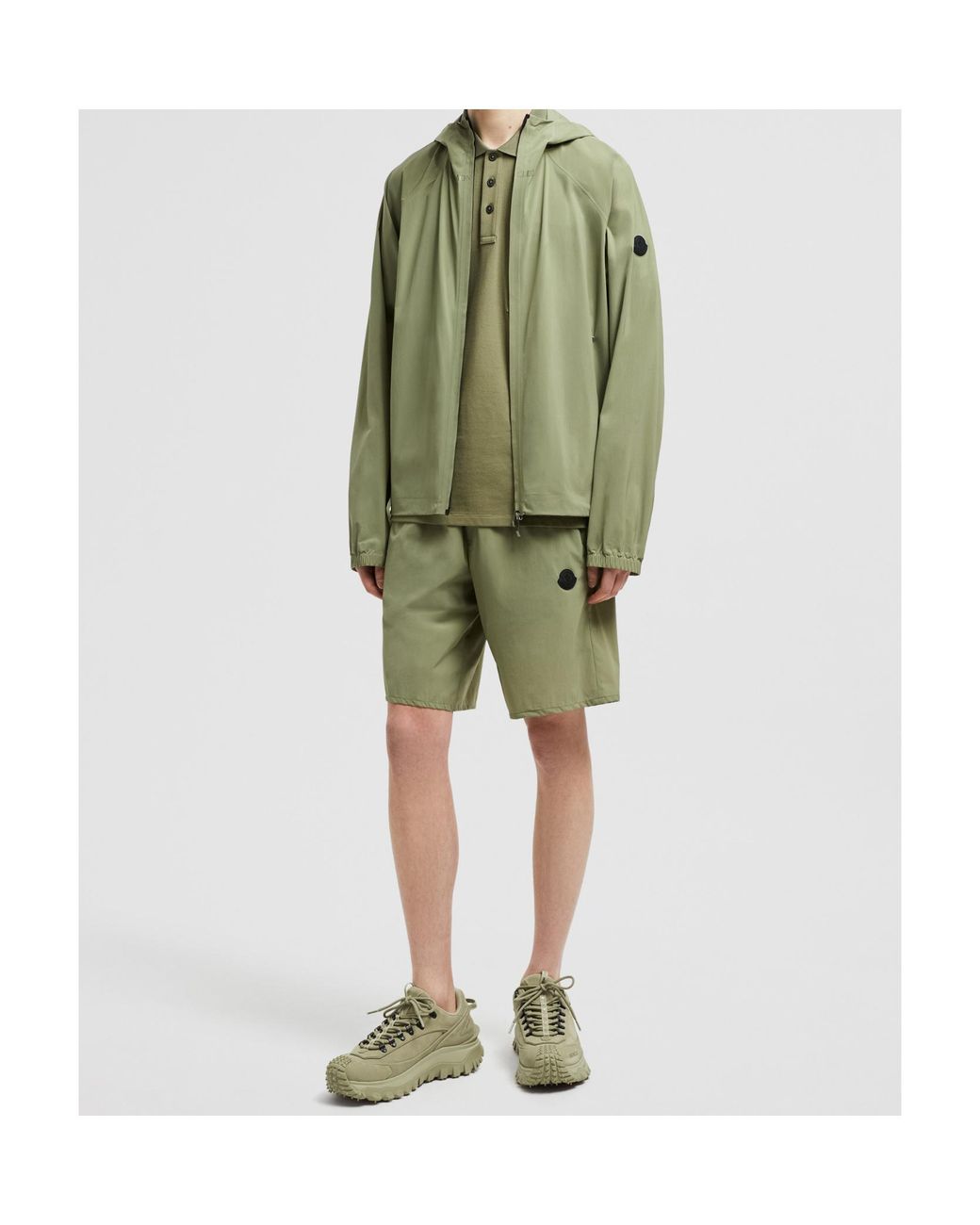 Moncler Green Logo Patch Shorts for men