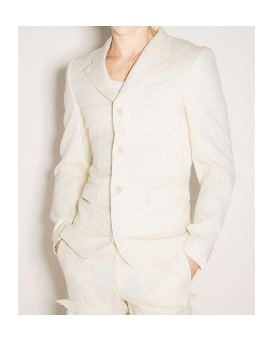 Comme des Garçons White Comme Des Garçons Homme Plus Single Breasted Tailored Blazer for men
