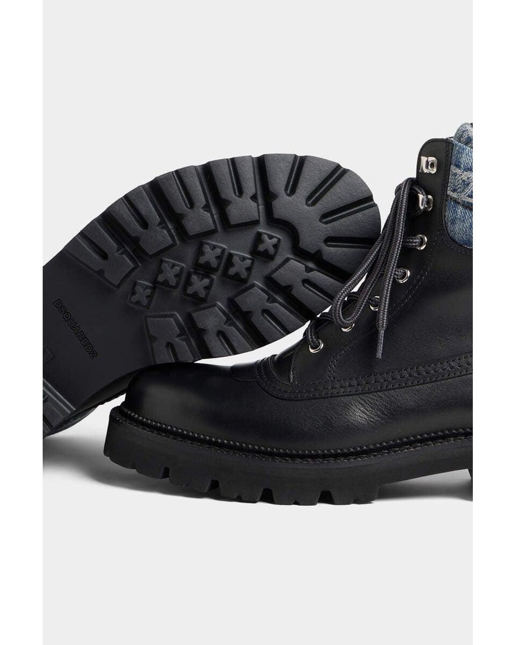 DSquared² Black D2 Warm Up Monogram Ankle Boots for men