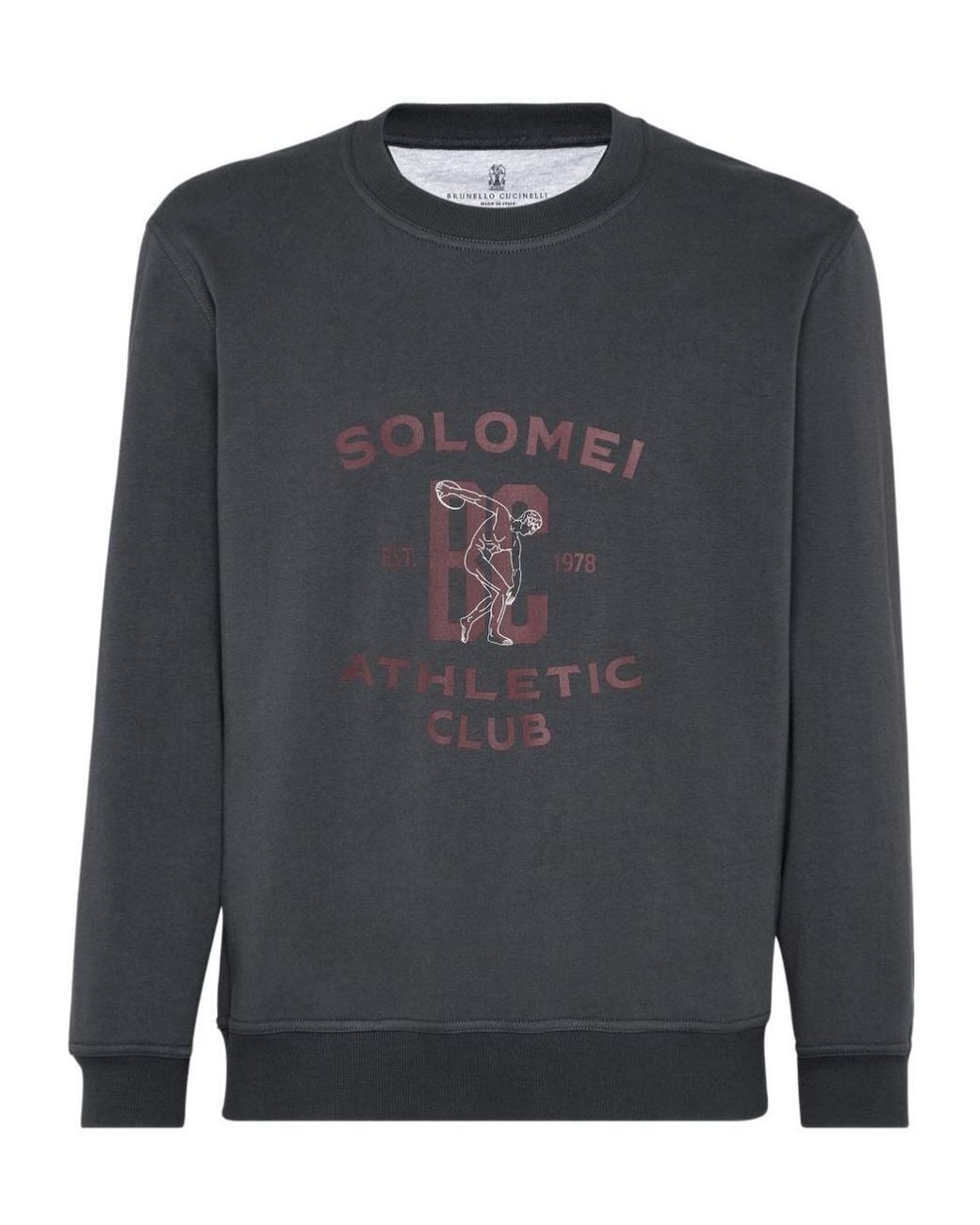 Brunello Cucinelli Gray Cotton-Blend Graphic Sweatshirt for men