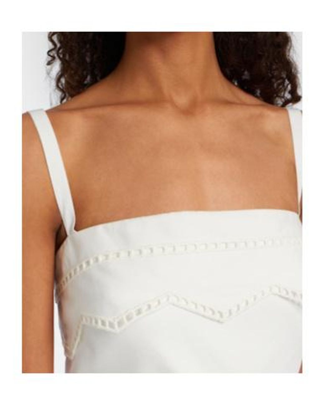 Elie Saab White Belted Organza-Trimmed Cotton Maxi Dress