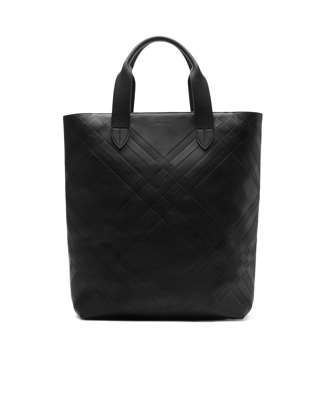 Burberry Black Embossed Check Tote for men