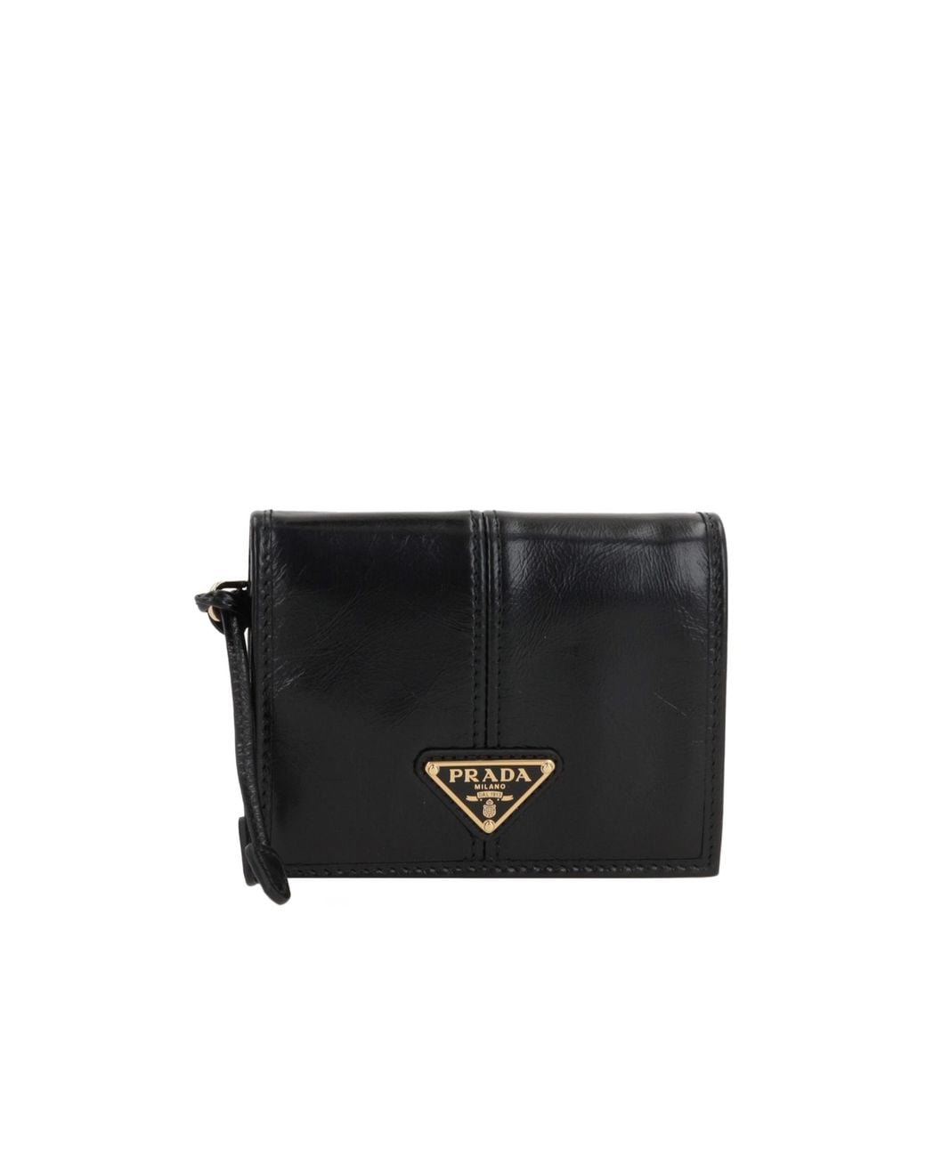 Prada Black Triangle-Logo Bi-Fold Wallet
