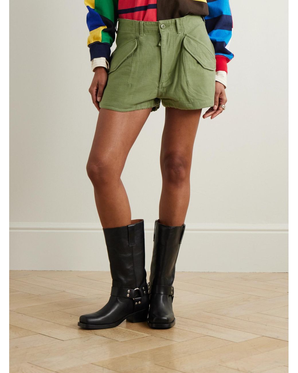 R13 Green Work Shorts