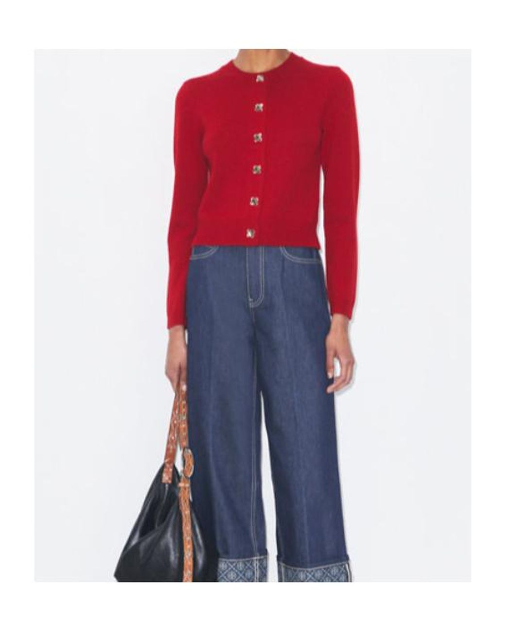 Tory Burch Red Cashmere Button Cardigan