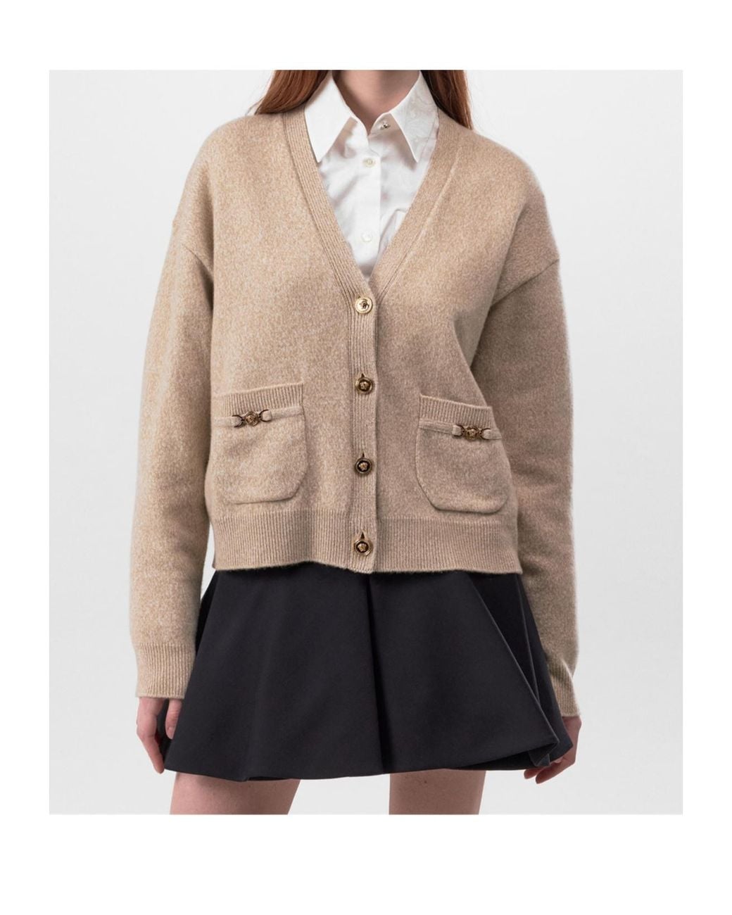 Versace Natural Cashmere Knit Cardigan