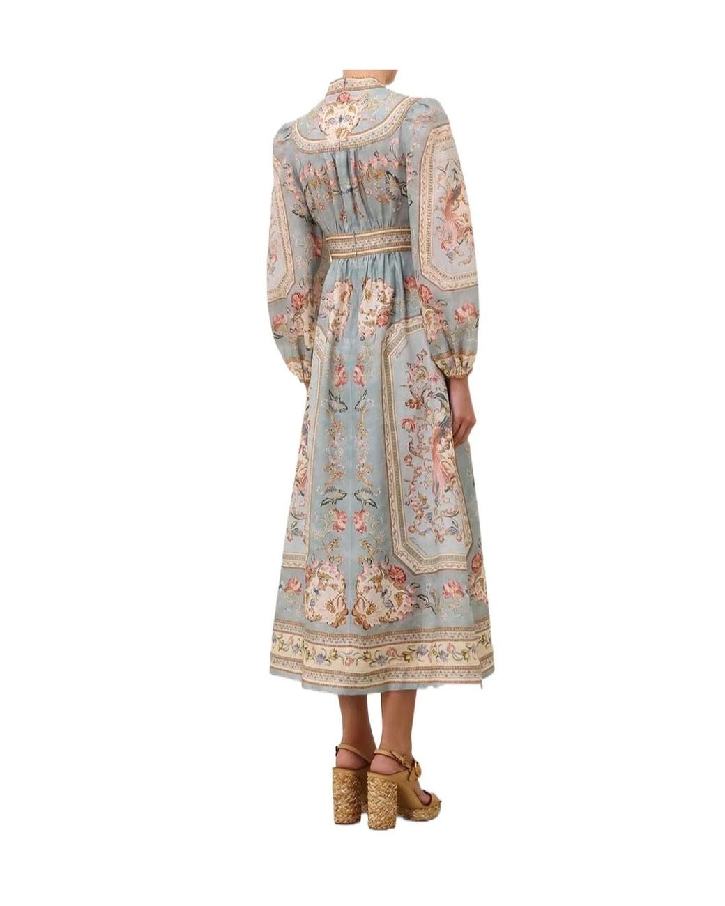 Zimmermann White Printed Puff-Sleeve Dress
