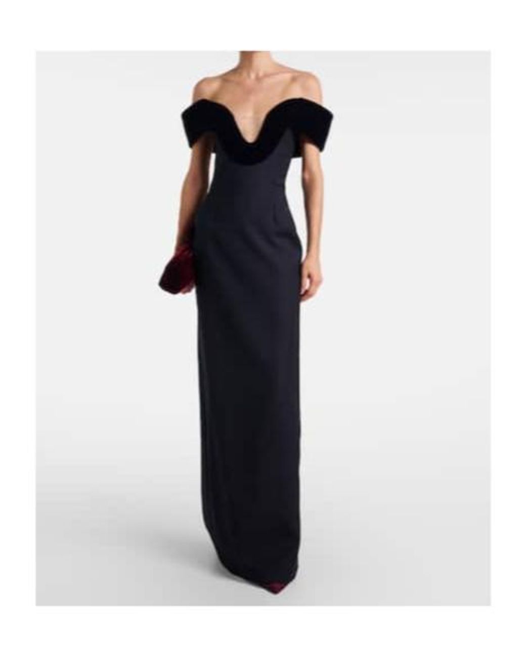 David Koma Blue Off-Shoulder Wool-Blend Bustier Gown