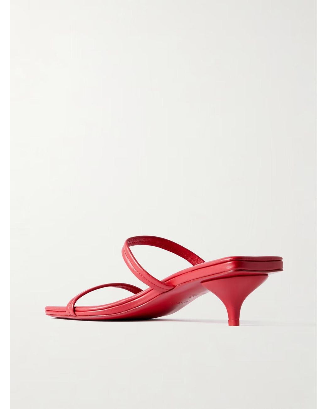 St. Agni Red Leather High-Heeled Sandals