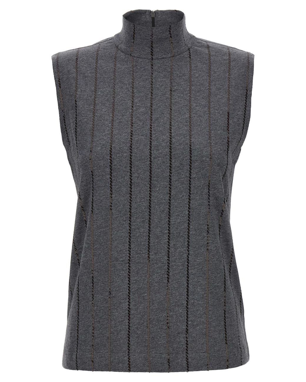Brunello Cucinelli Gray Micro Sequin Top