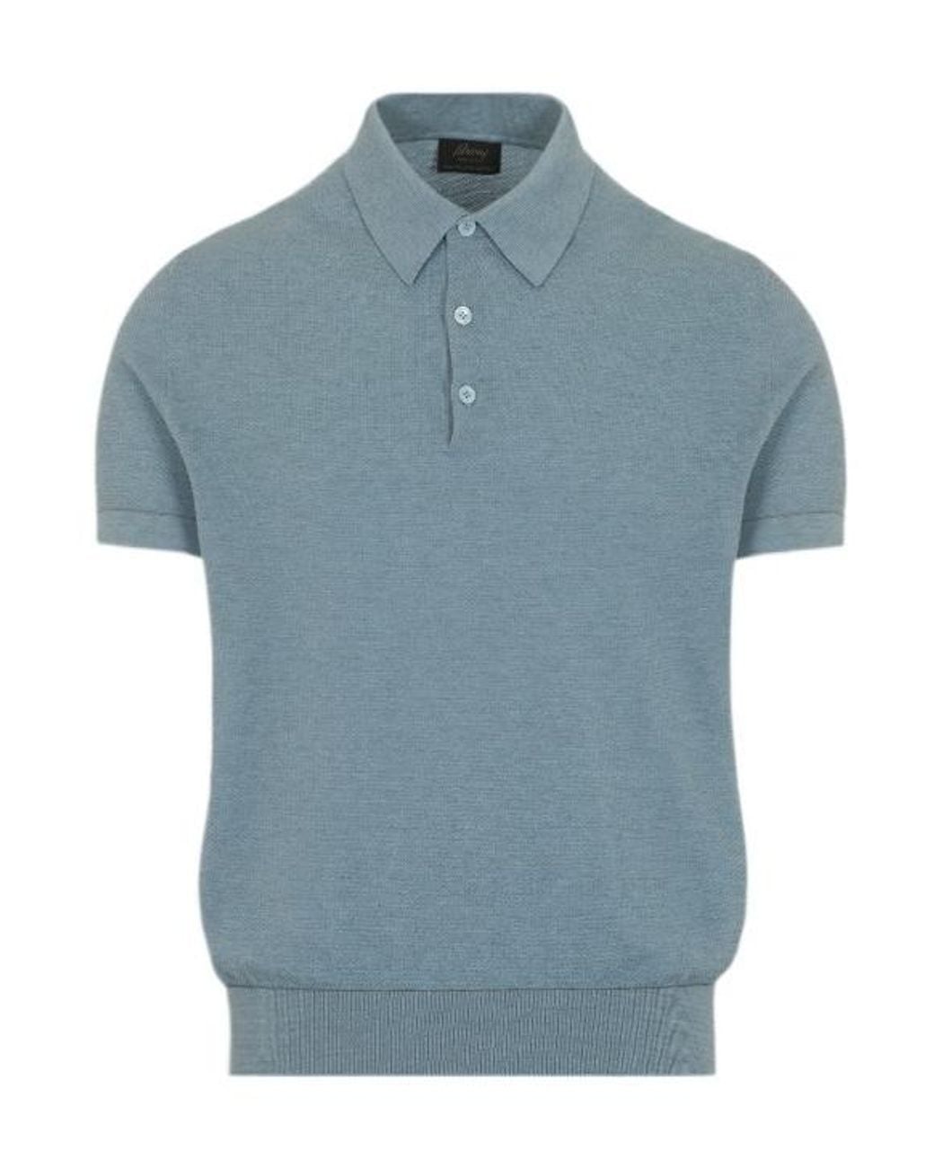 Brioni Blue Island Pique Cotton Polo Shirt for men