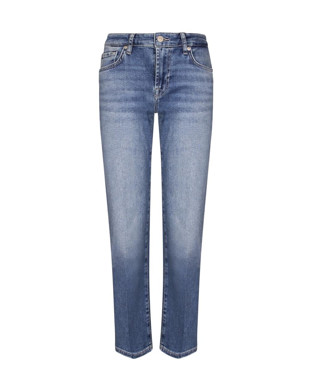 7 For All Mankind Blue Denim Trousers With Belt Loops
