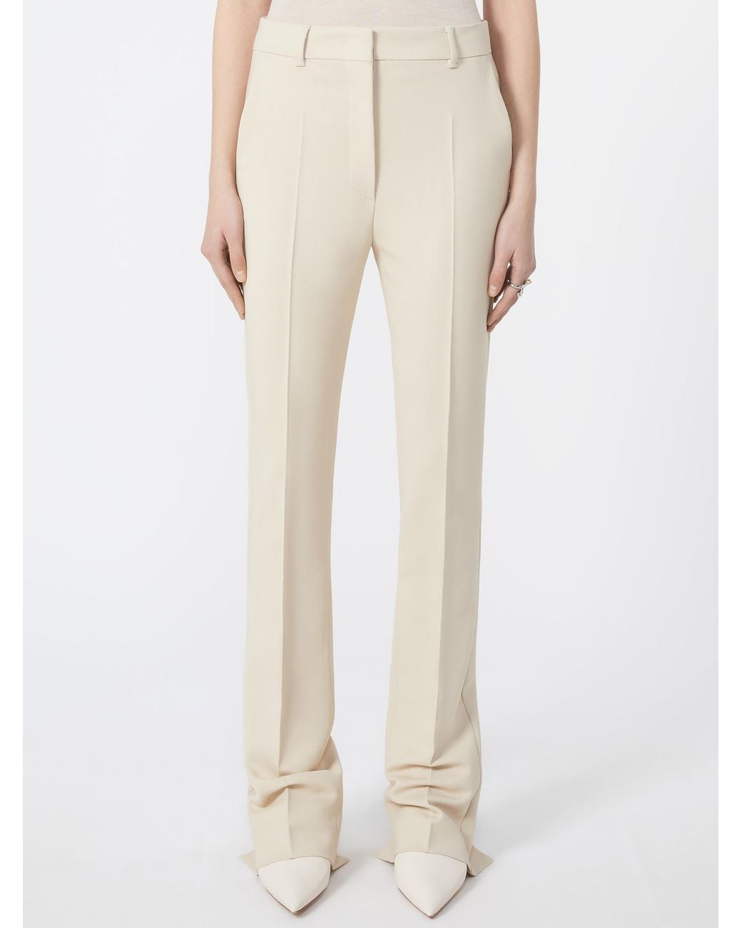 Sportmax White Fetta Pleated Straight Leg Pants