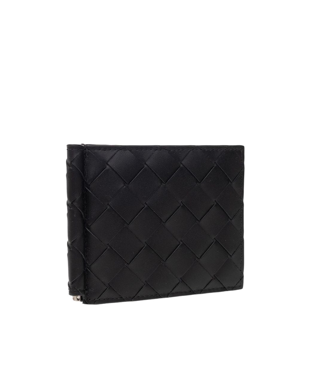 Bottega Veneta Black Intrecciato Bi-Fold Card Holder for men