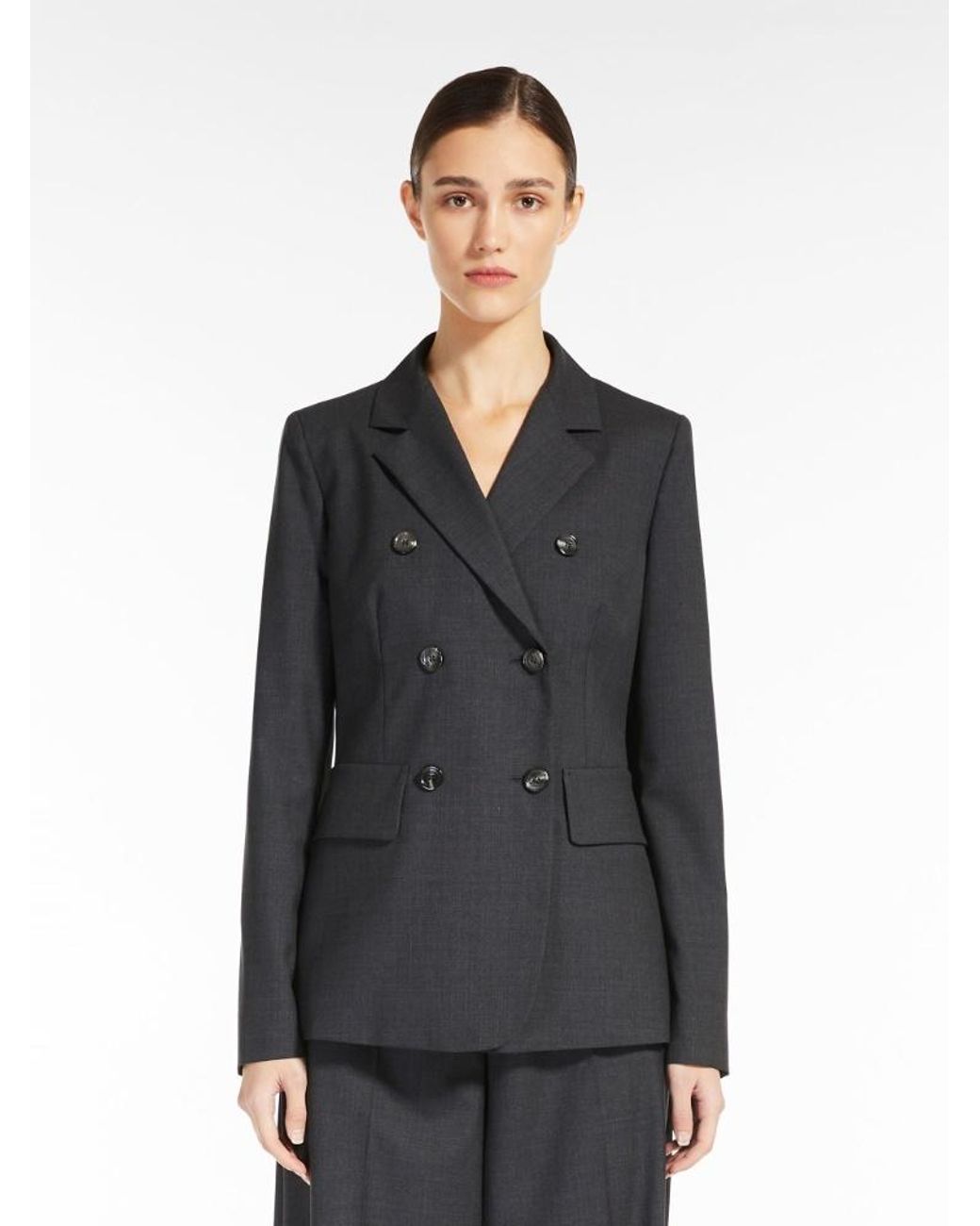 Max Mara Black Double-Breasted Long-Sleeved Jacket