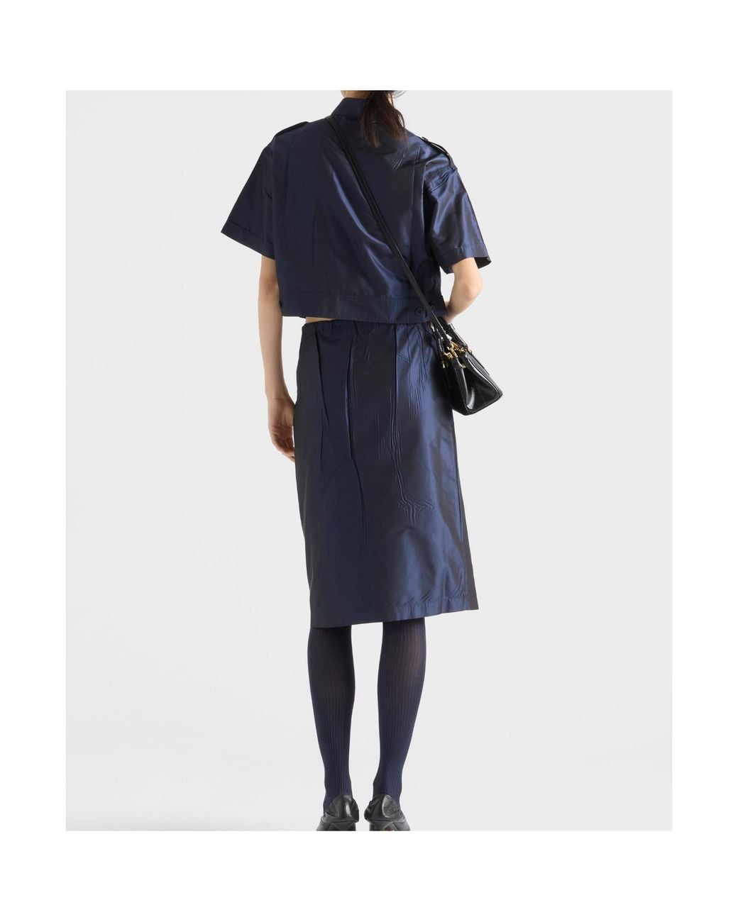 Prada Blue Cropped Taffeta Shirt