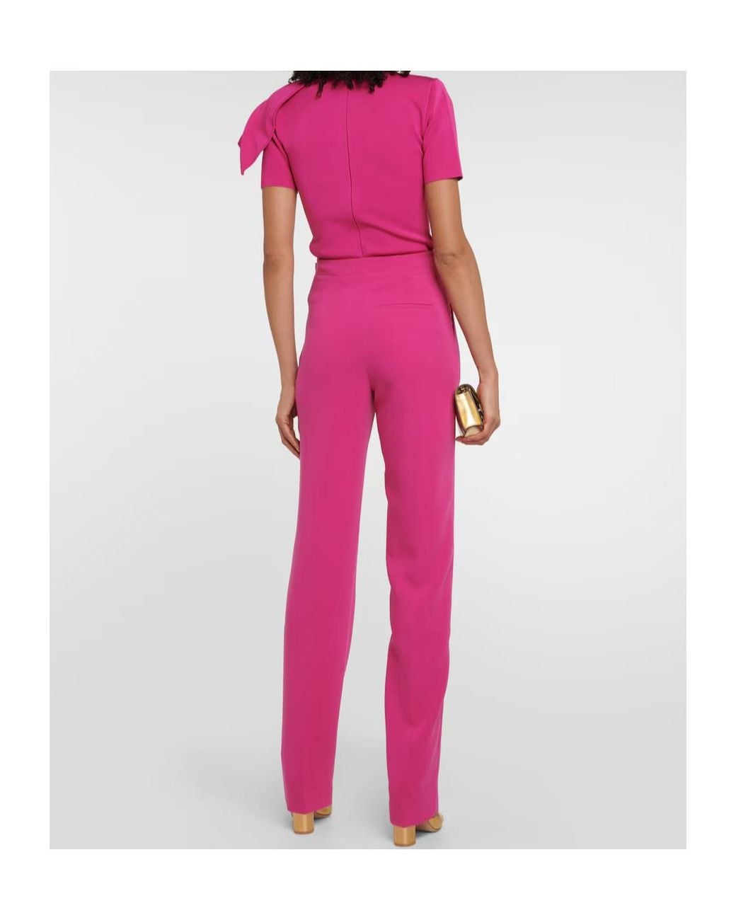 Roland Mouret Pink High-Rise Crêpe Pants