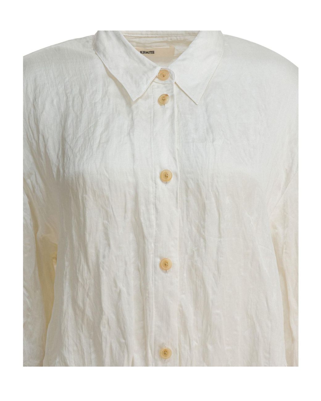 Khaite White Long-Sleeved Crinkled Shirt