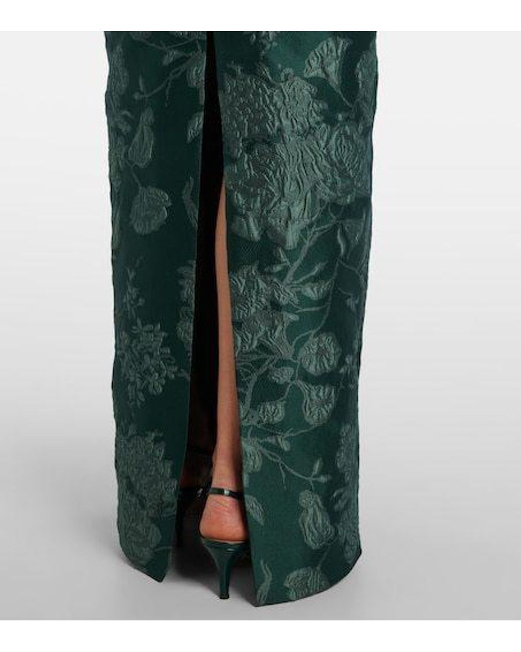 Emilia Wickstead Green Aislinn Floral Cloqué Bustier Gown