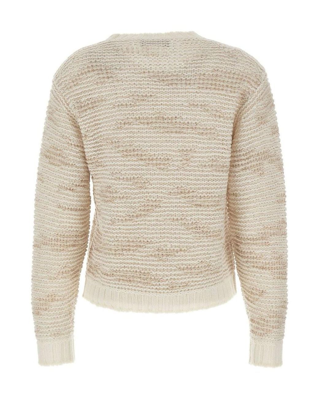 Fabiana Filippi Natural Sequined Cable Knit Sweater