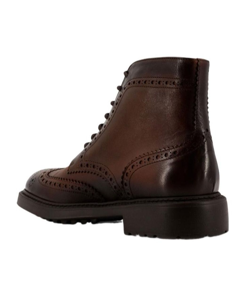 Doucal's Brown Lace-Up Brogue Boots for men