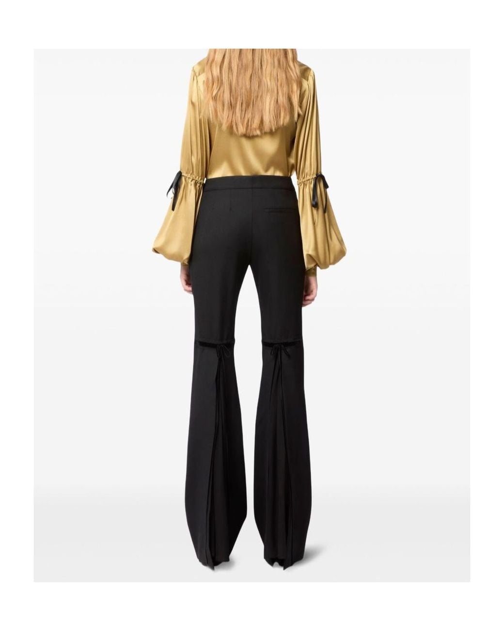 Nina Ricci Black Bow-Detail Flared Trousers
