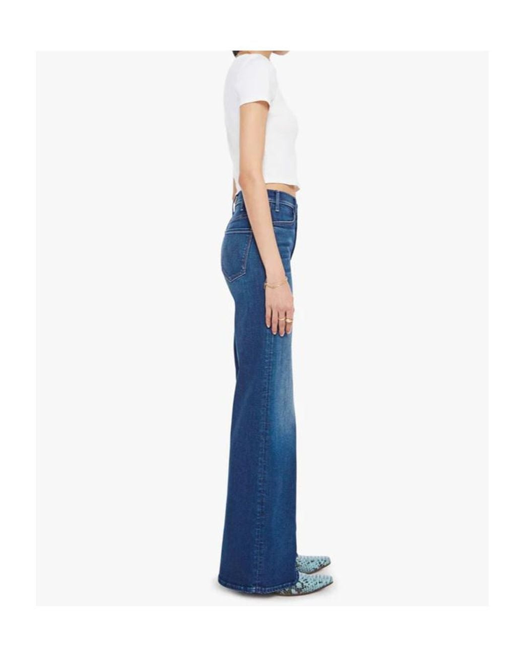 Mother Blue High-Rise Flared Jeans
