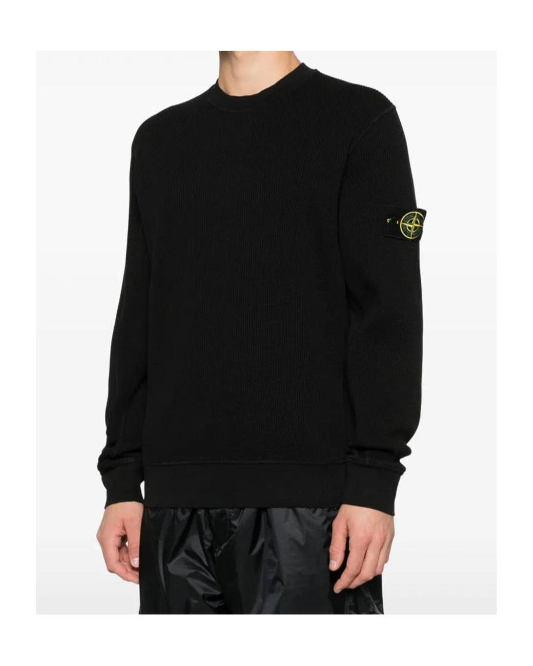 Stone Island Blue Honeycomb Crew Neck Sweatshirt for men
