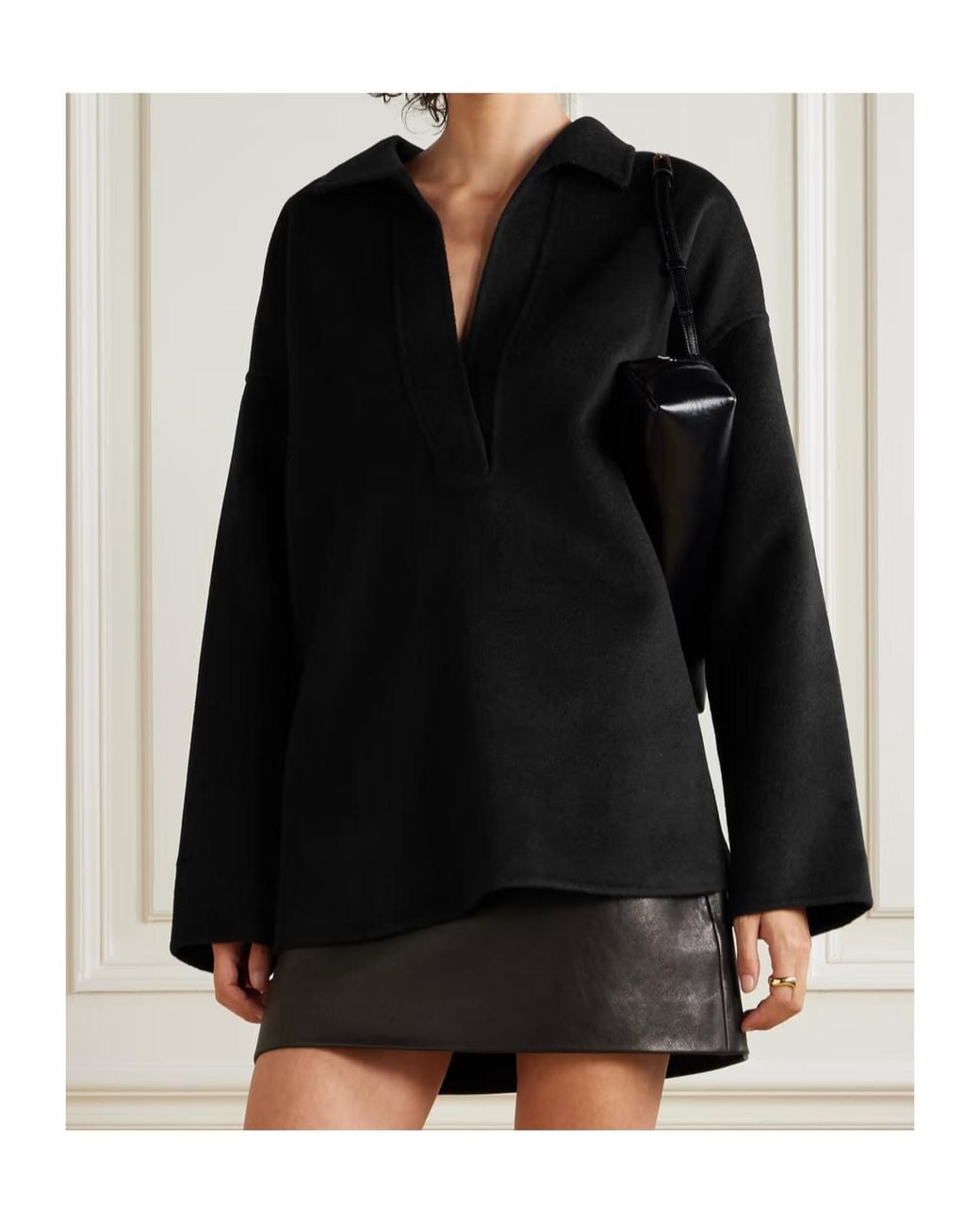 TOVE Black Deryn Wool-Blend Polo Shirt