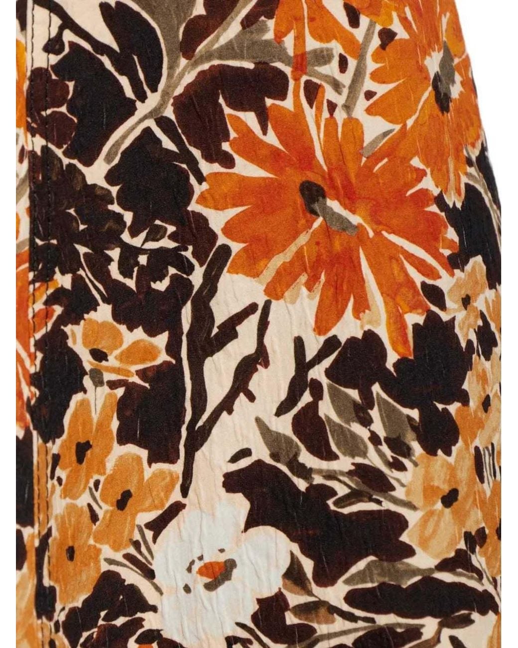 Marni Orange Floral Print Midi Skirt