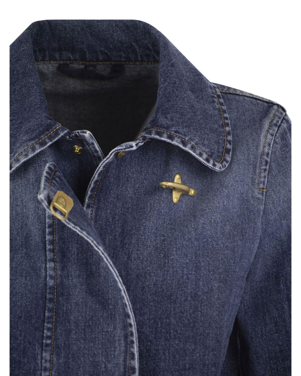 Fay Blue Hook-Closure Denim Jacket