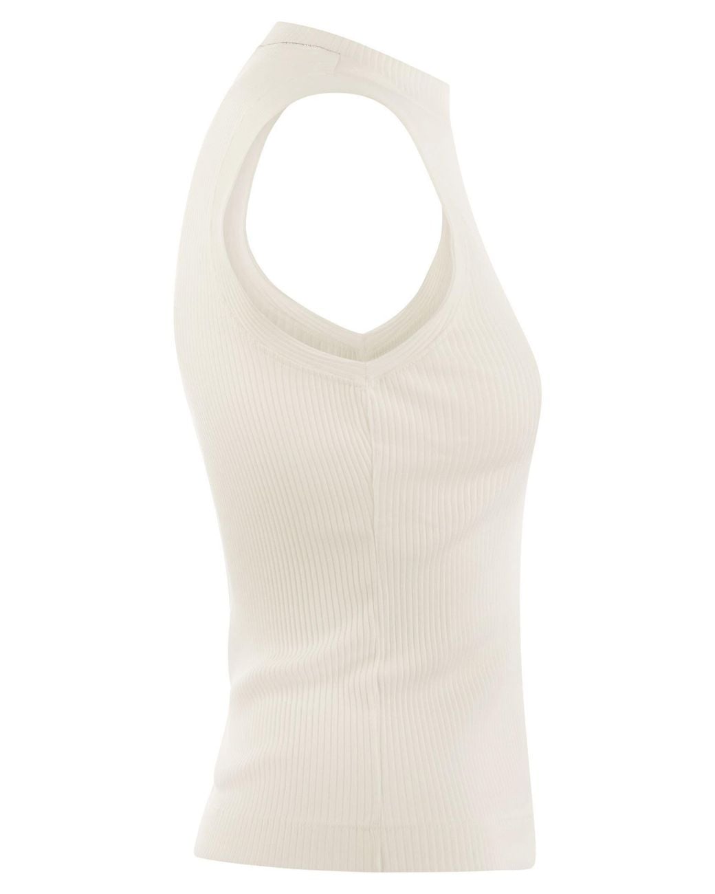 Brunello Cucinelli White Knitted Crewneck Tank Top